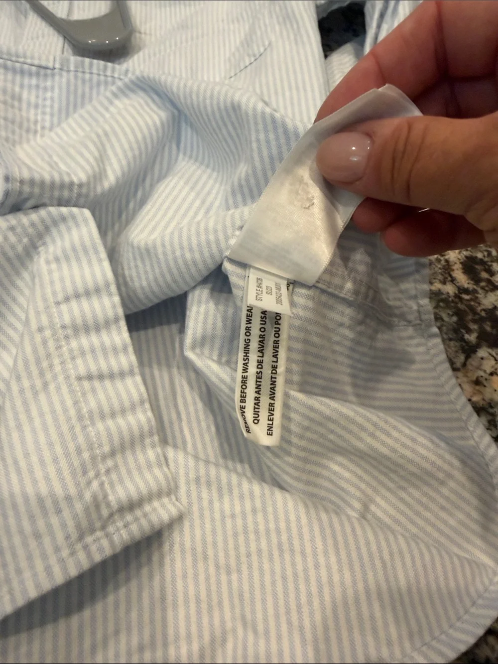 J. Crew Men’s Blue and White Pinstripe Button-Up Shirt